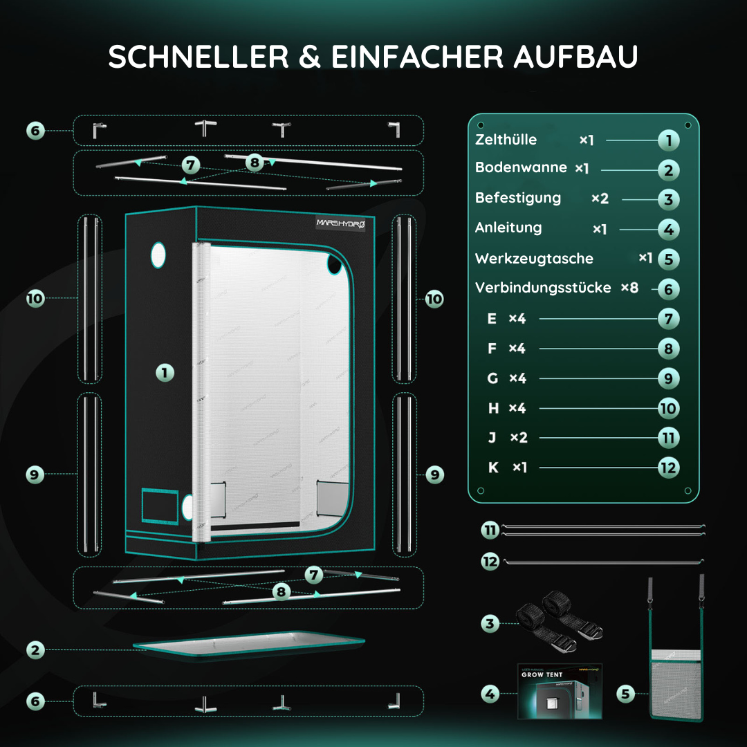 Marshydro TSL 2000 Growkomplettset - 120cm x 60cm x 180cm